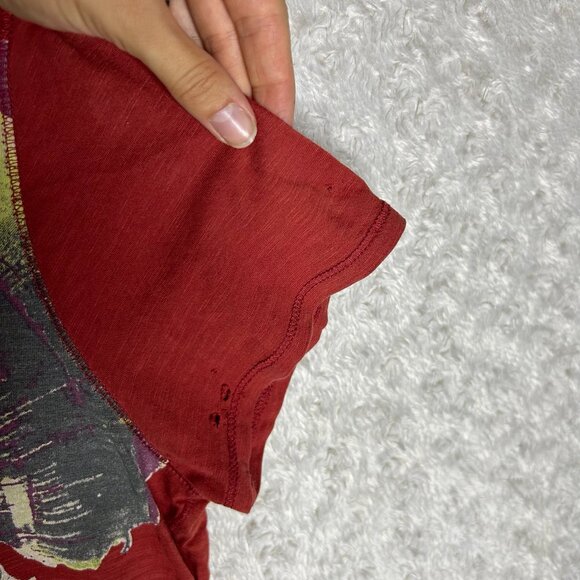 Lucky Brand Women’s Large Maroon Blouse with Lace Scoop Neck Detailing - Picture 5 of 10